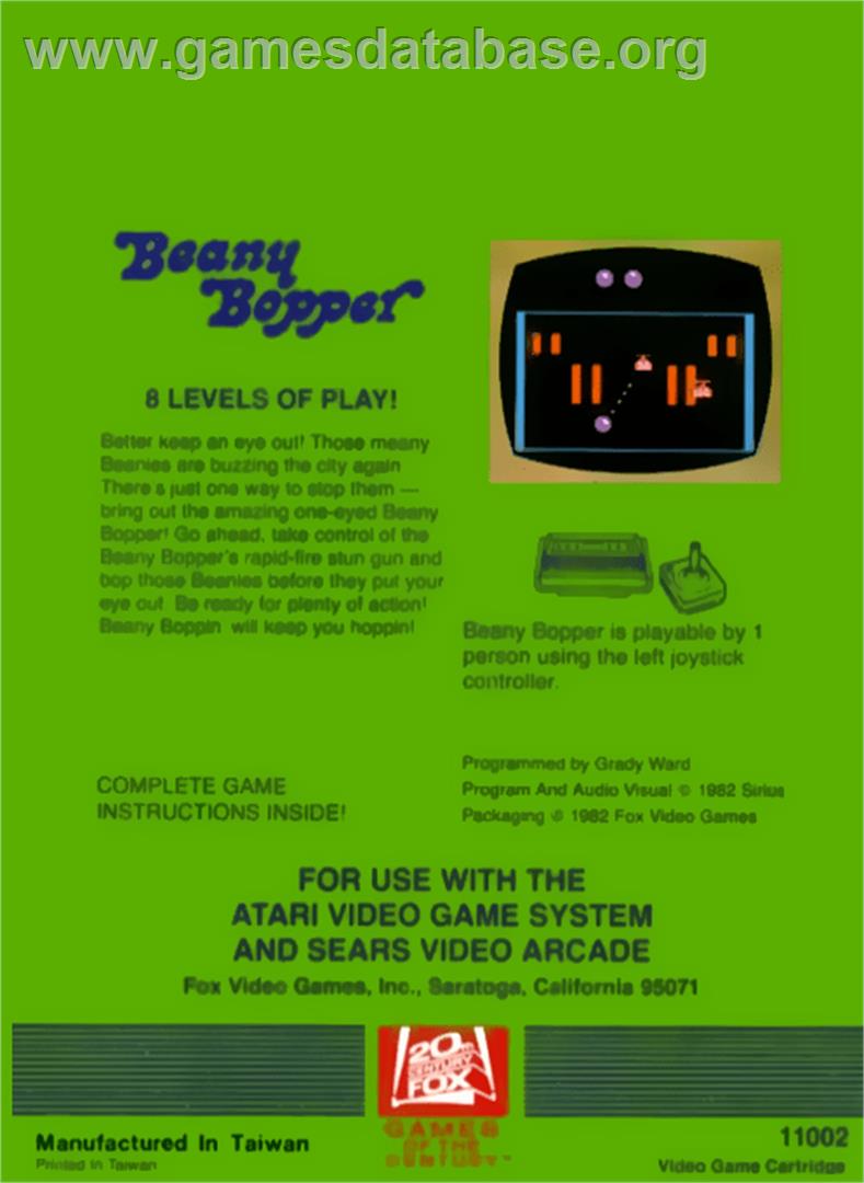 Beany Bopper - Atari 2600 - Artwork - Box Back