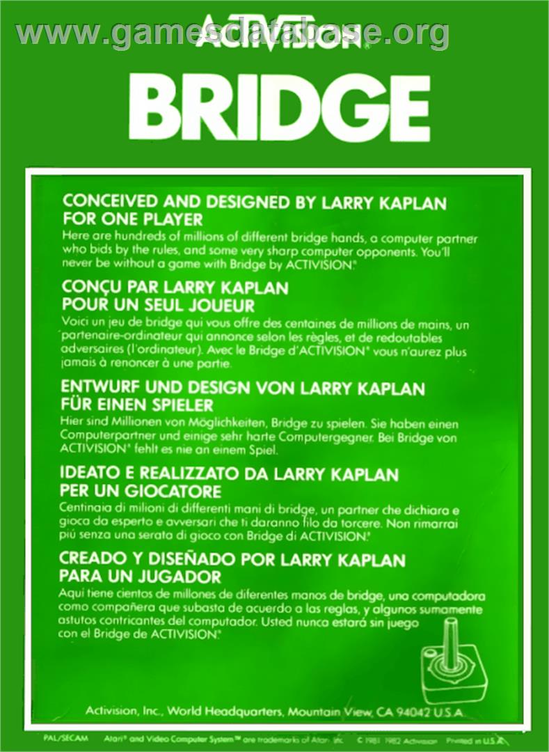 Bridge - Atari 2600 - Artwork - Box Back