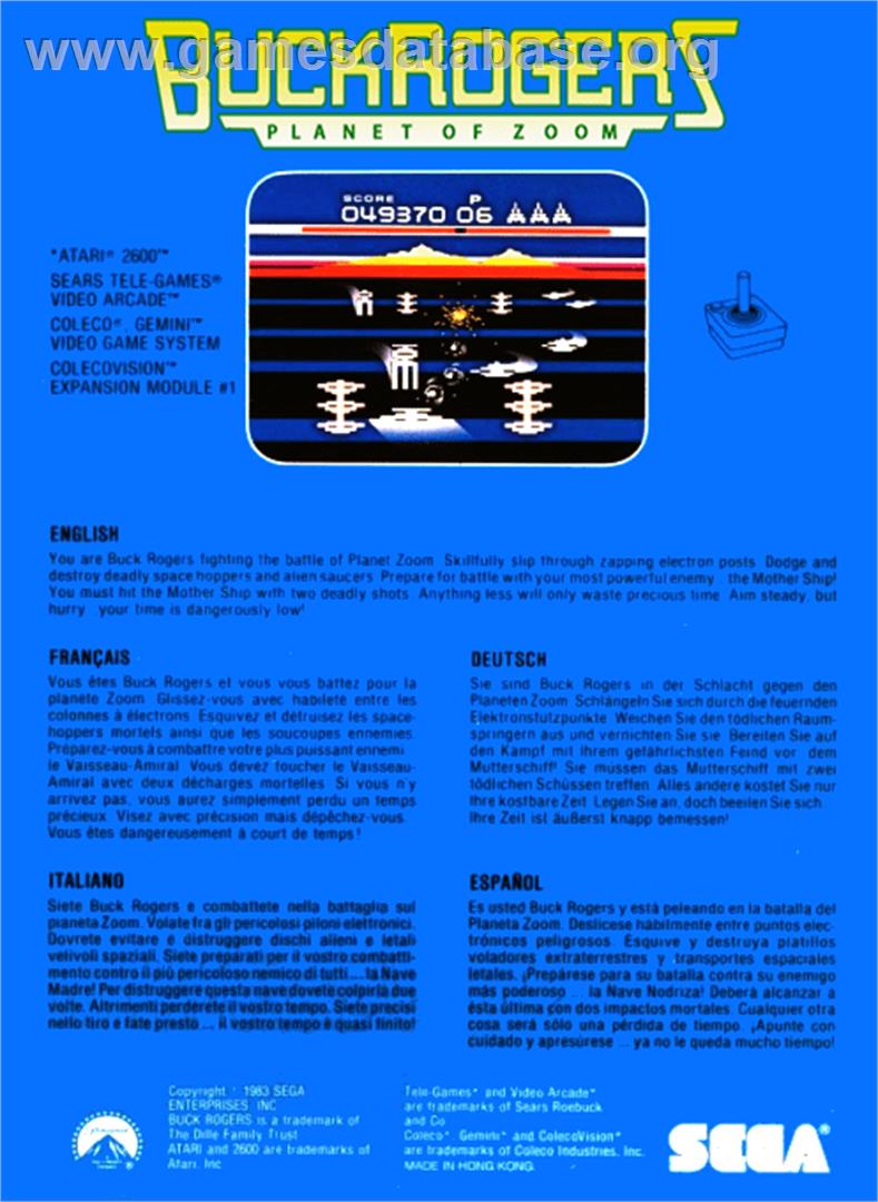 Buck Rogers: Planet of Zoom - Atari 2600 - Artwork - Box Back