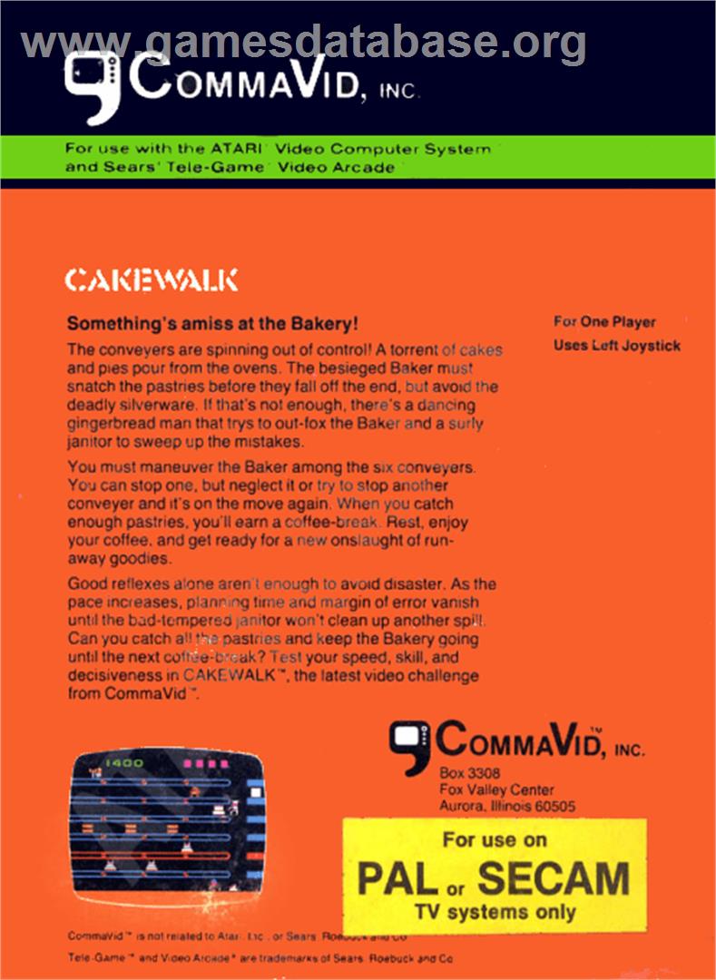 Cakewalk - Atari 2600 - Artwork - Box Back