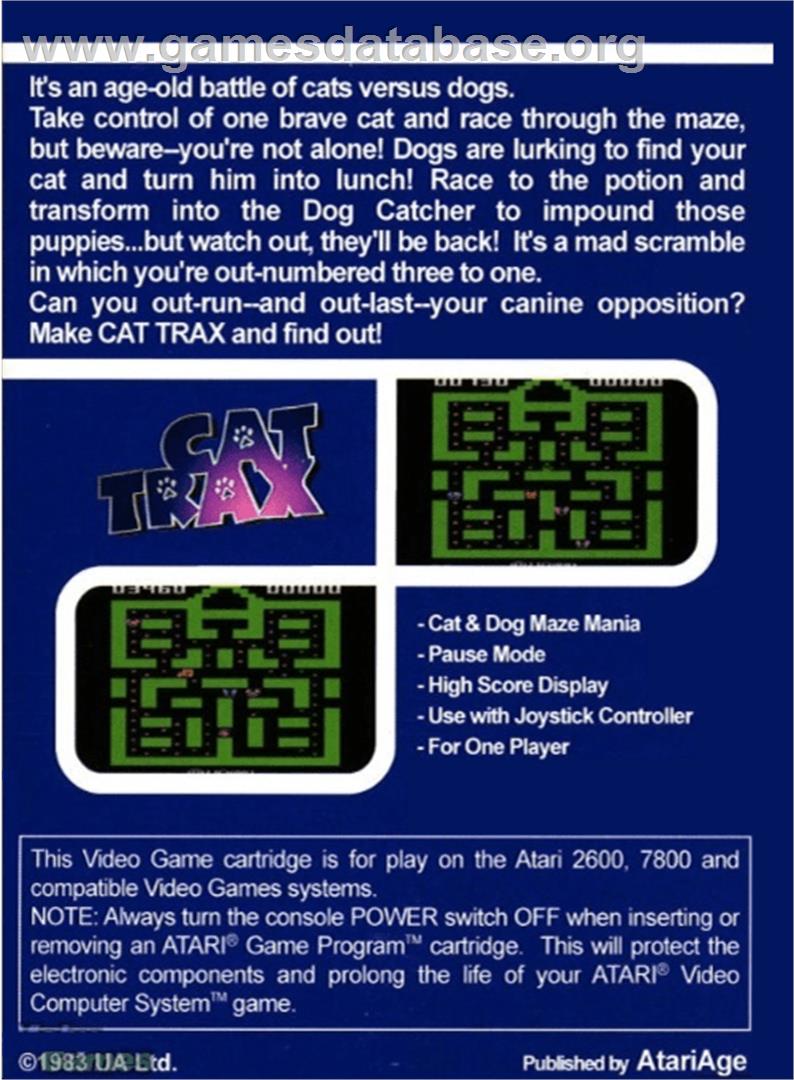 Cat Trax - Atari 2600 - Artwork - Box Back