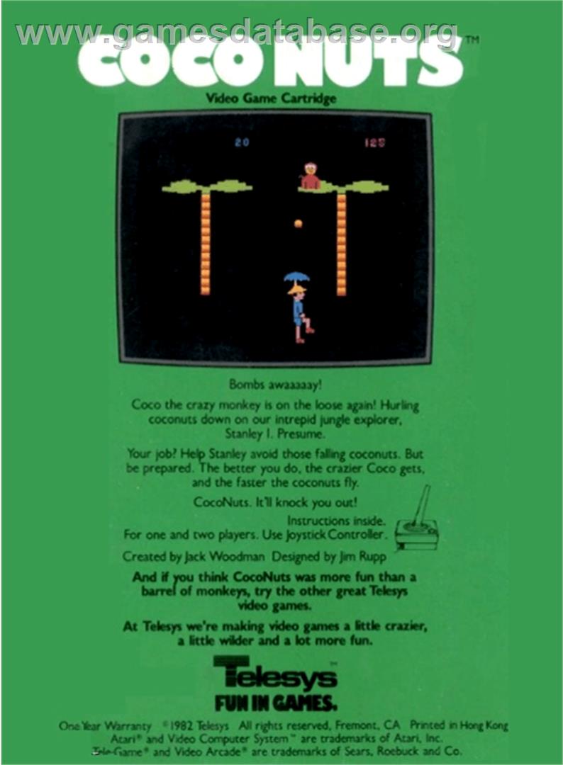 Coco Nuts - Atari 2600 - Artwork - Box Back