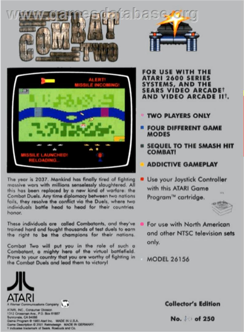 Combat Two - Atari 2600 - Artwork - Box Back