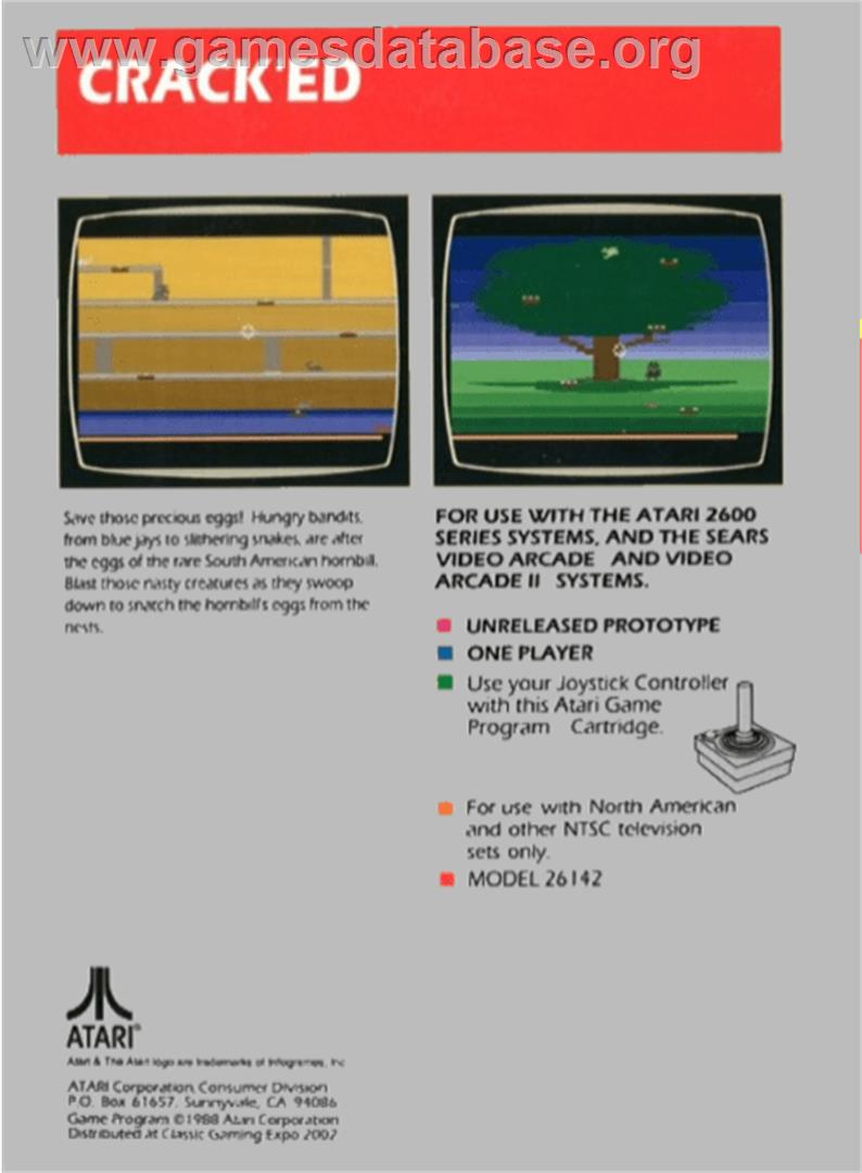 Crack'ed - Atari 2600 - Artwork - Box Back