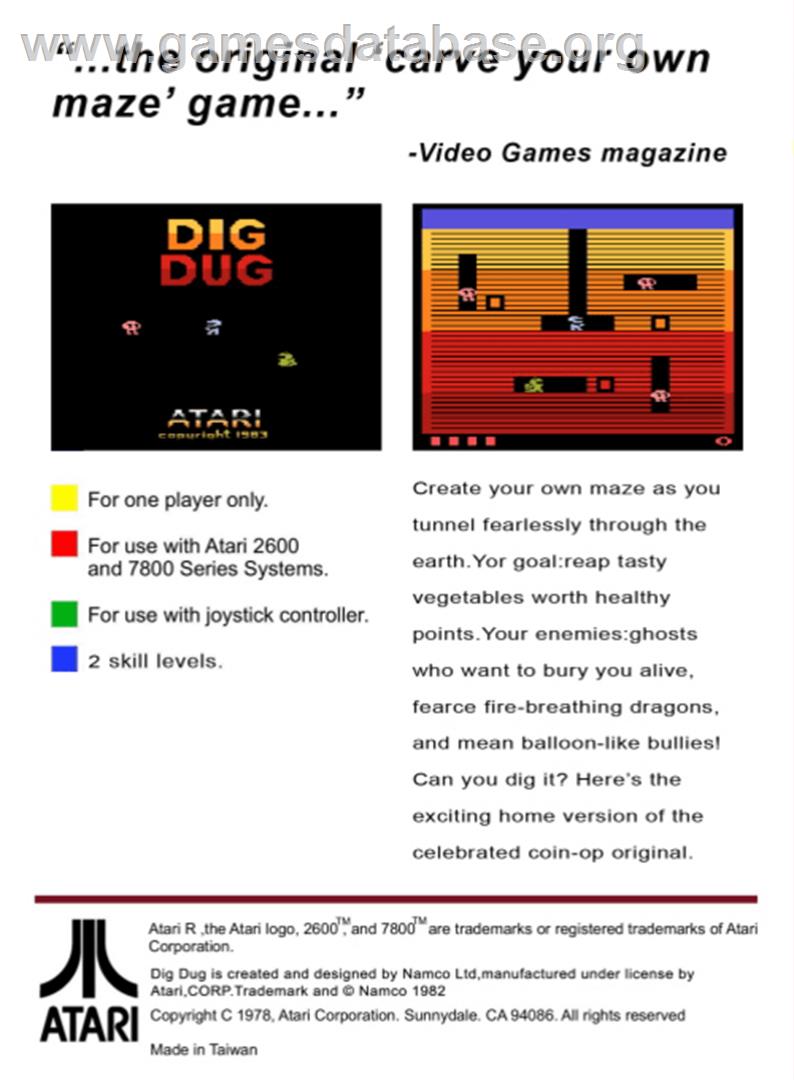 Dig Dug - Atari 2600 - Artwork - Box Back