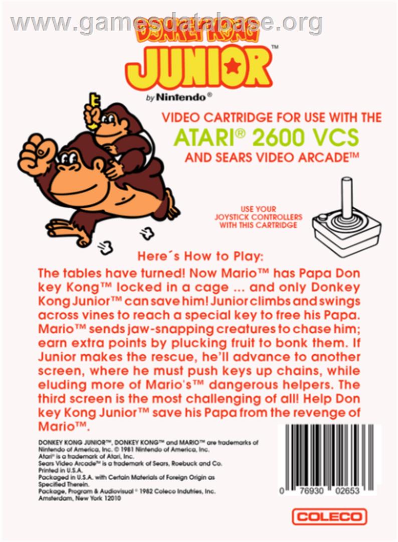 Donkey Kong Junior - Atari 2600 - Artwork - Box Back
