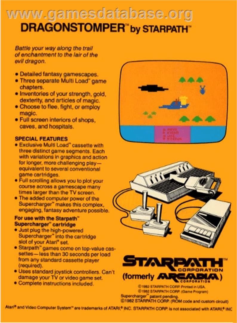 Dragonstomper - Atari 2600 - Artwork - Box Back