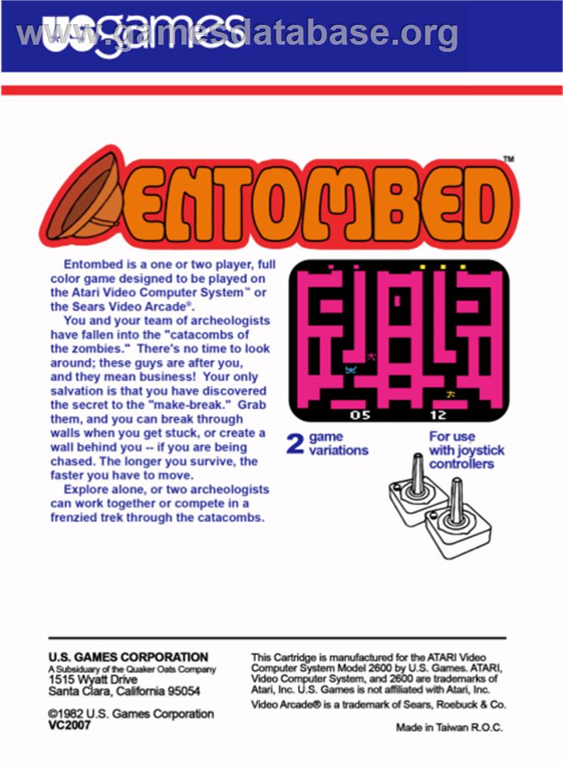 Entombed - Atari 2600 - Artwork - Box Back
