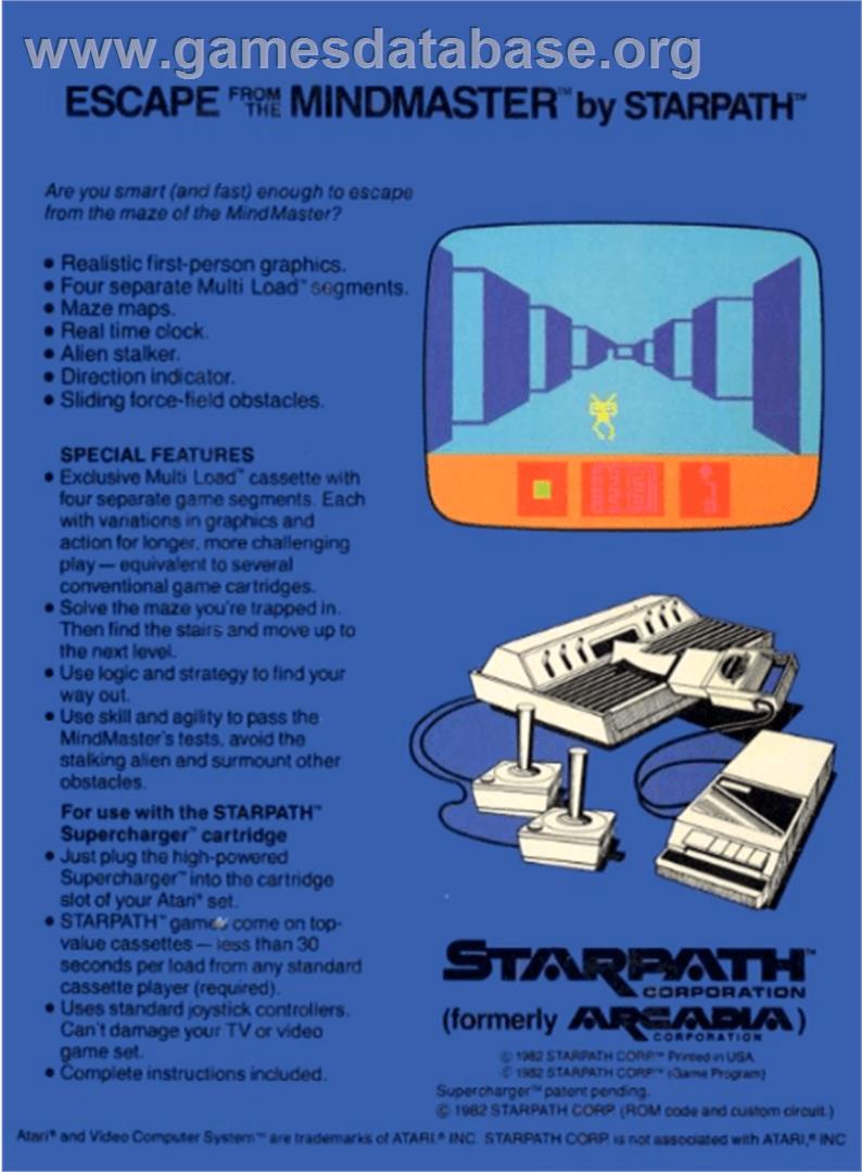 Escape from the Mindmaster - Atari 2600 - Artwork - Box Back