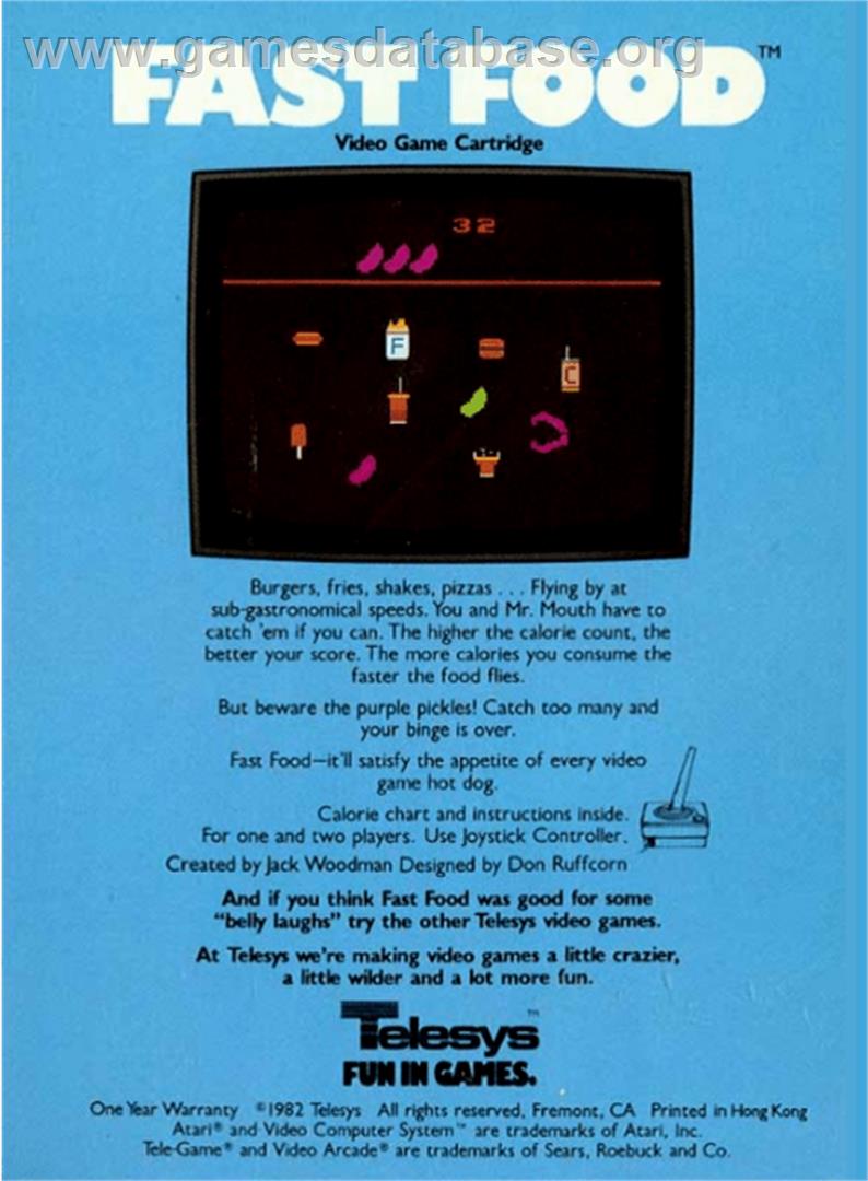 Fast Food - Atari 2600 - Artwork - Box Back