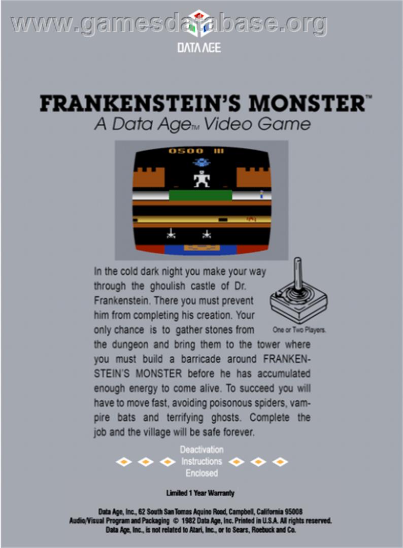 Frankenstein's Monster - Atari 2600 - Artwork - Box Back