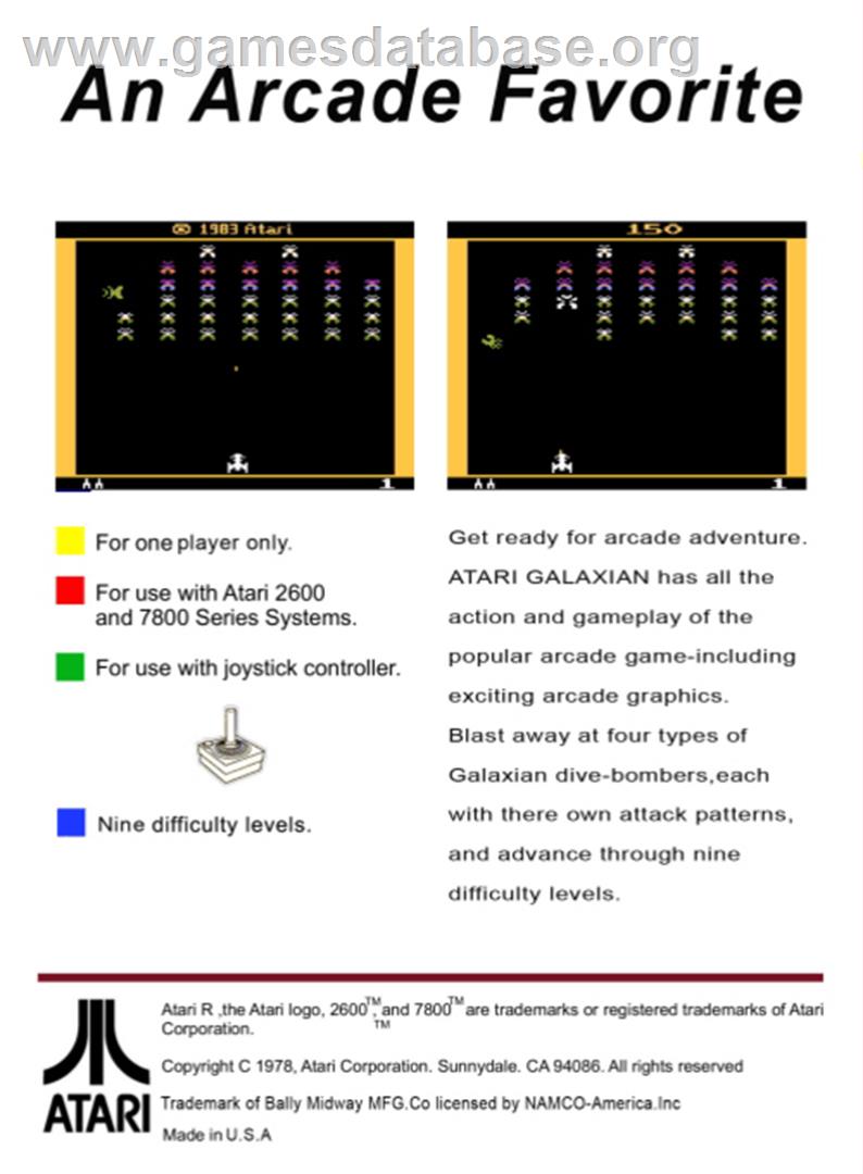 Galaxian - Atari 2600 - Artwork - Box Back