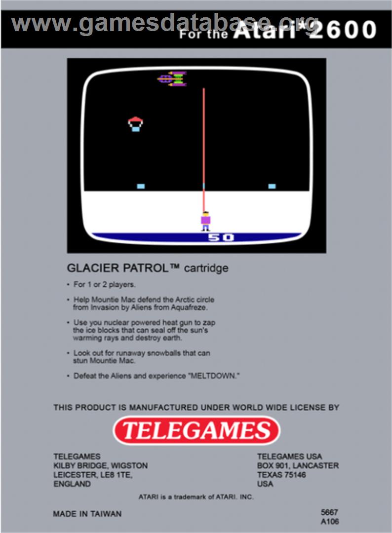 Glacier Patrol - Atari 2600 - Artwork - Box Back