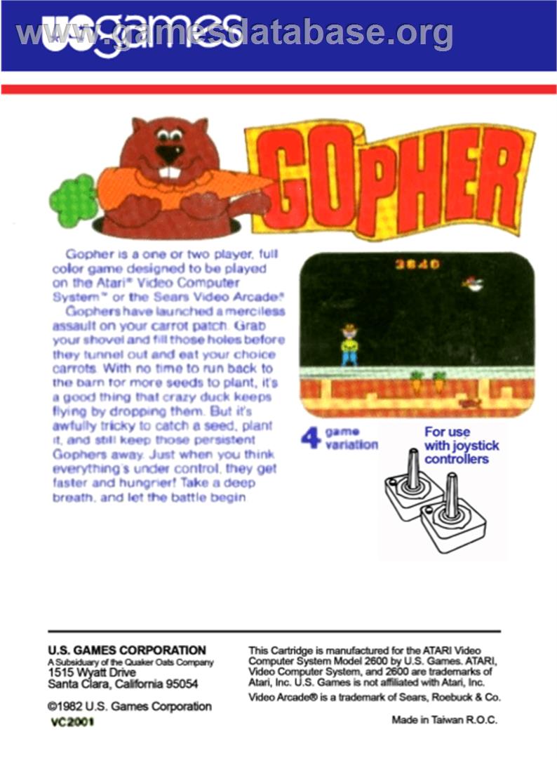 Gopher - Atari 2600 - Artwork - Box Back