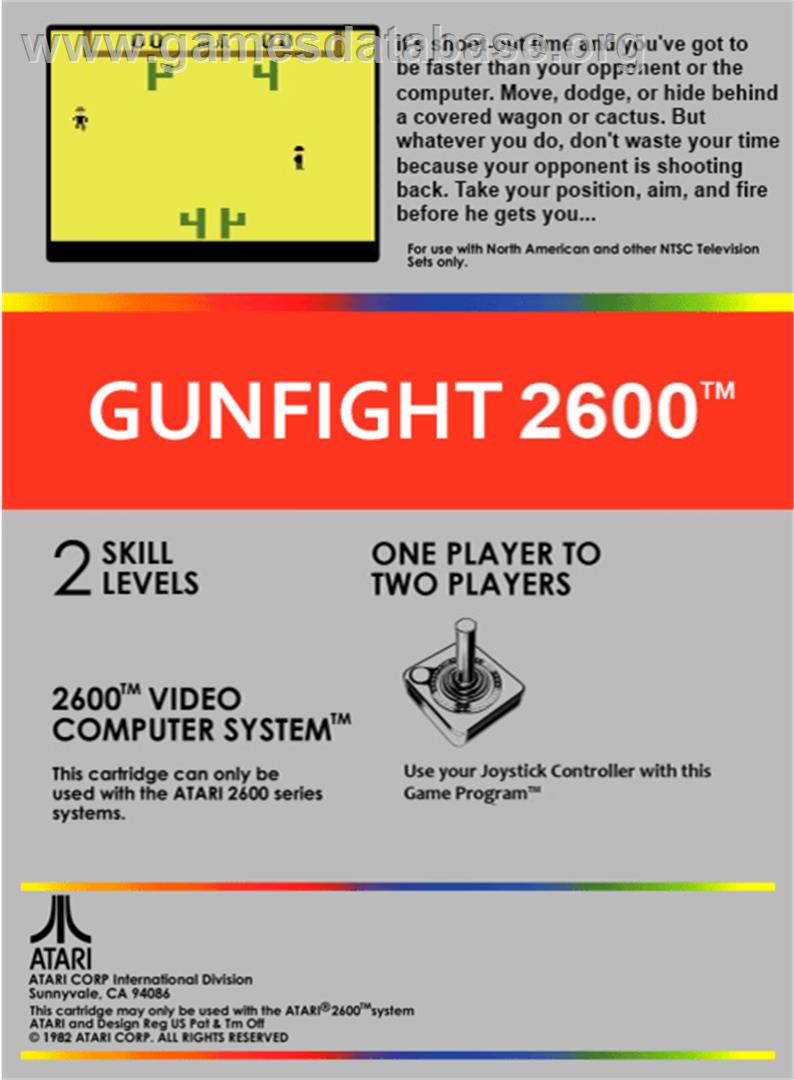 Gunfight - Atari 2600 - Artwork - Box Back