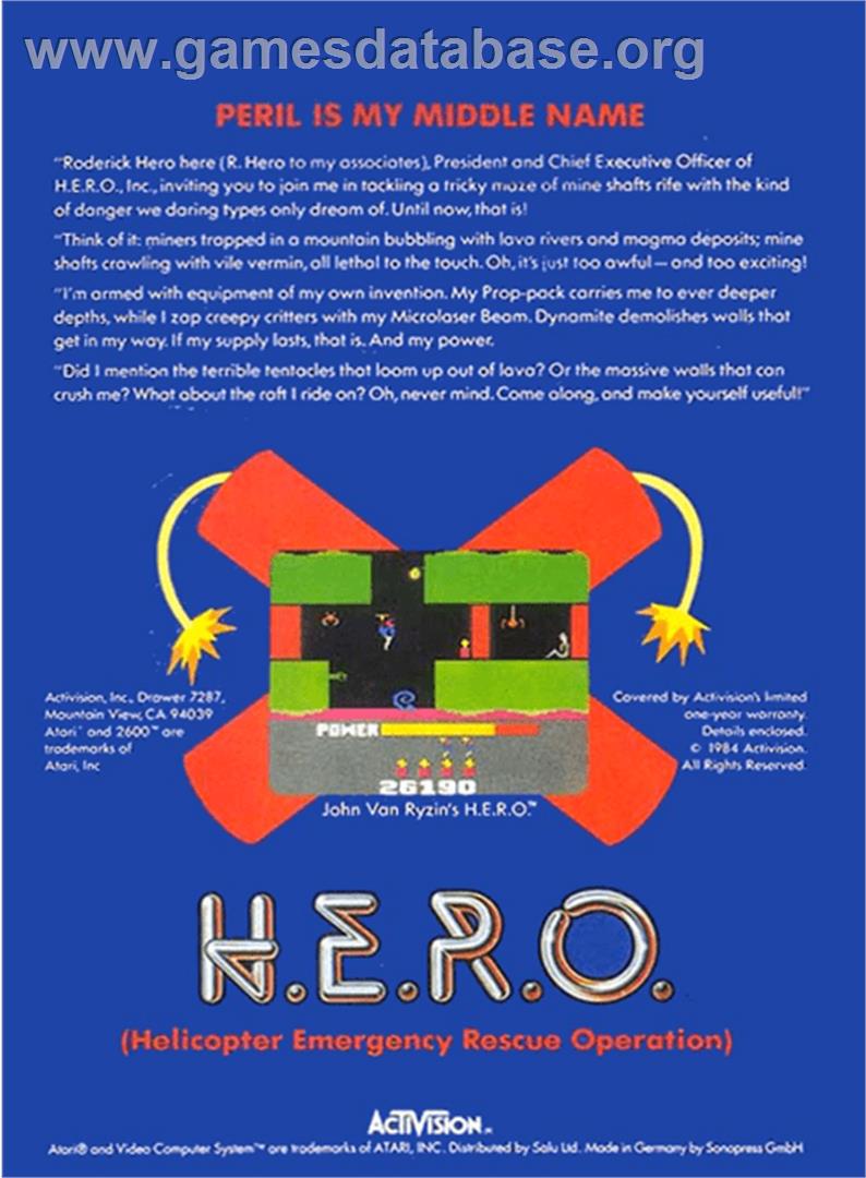 H.E.R.O. - Atari 2600 - Artwork - Box Back