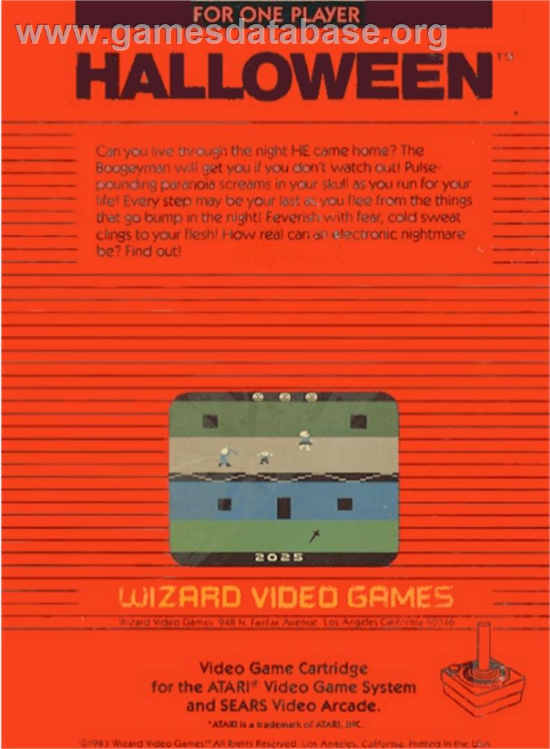 Halloween - Atari 2600 - Artwork - Box Back