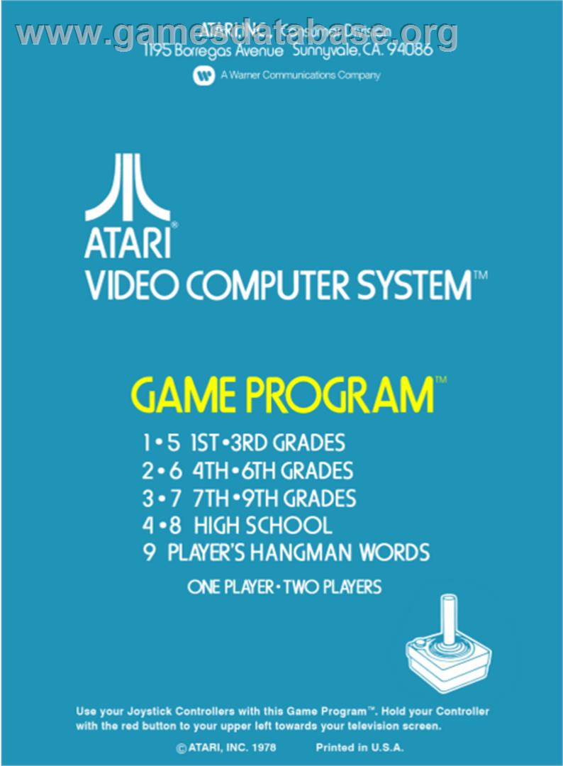 Hangman - Atari 2600 - Artwork - Box Back