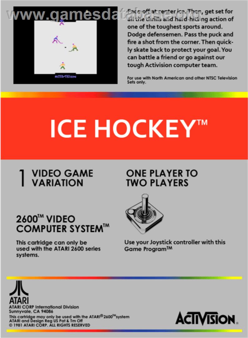 Ice Hockey - Atari 2600 - Artwork - Box Back