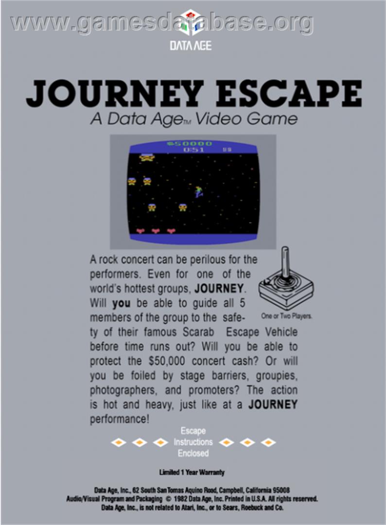 Journey Escape - Atari 2600 - Artwork - Box Back