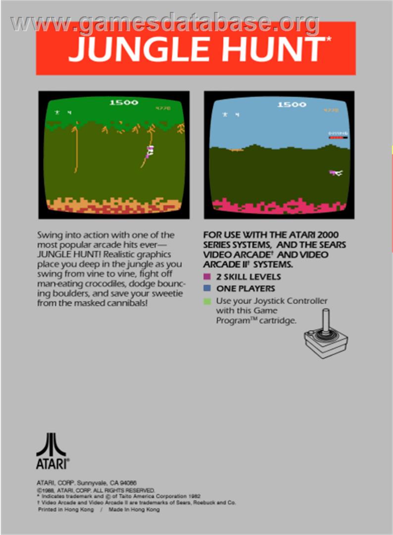 Jungle Hunt - Atari 2600 - Artwork - Box Back