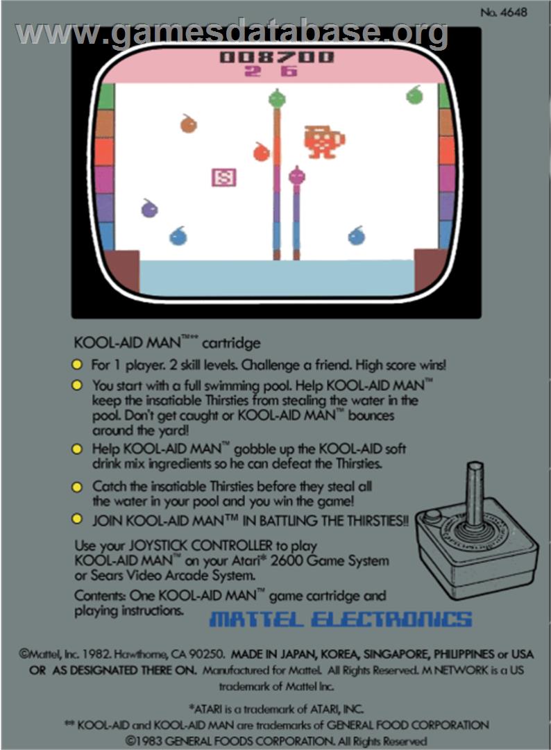 Kool-Aid Man - Atari 2600 - Artwork - Box Back