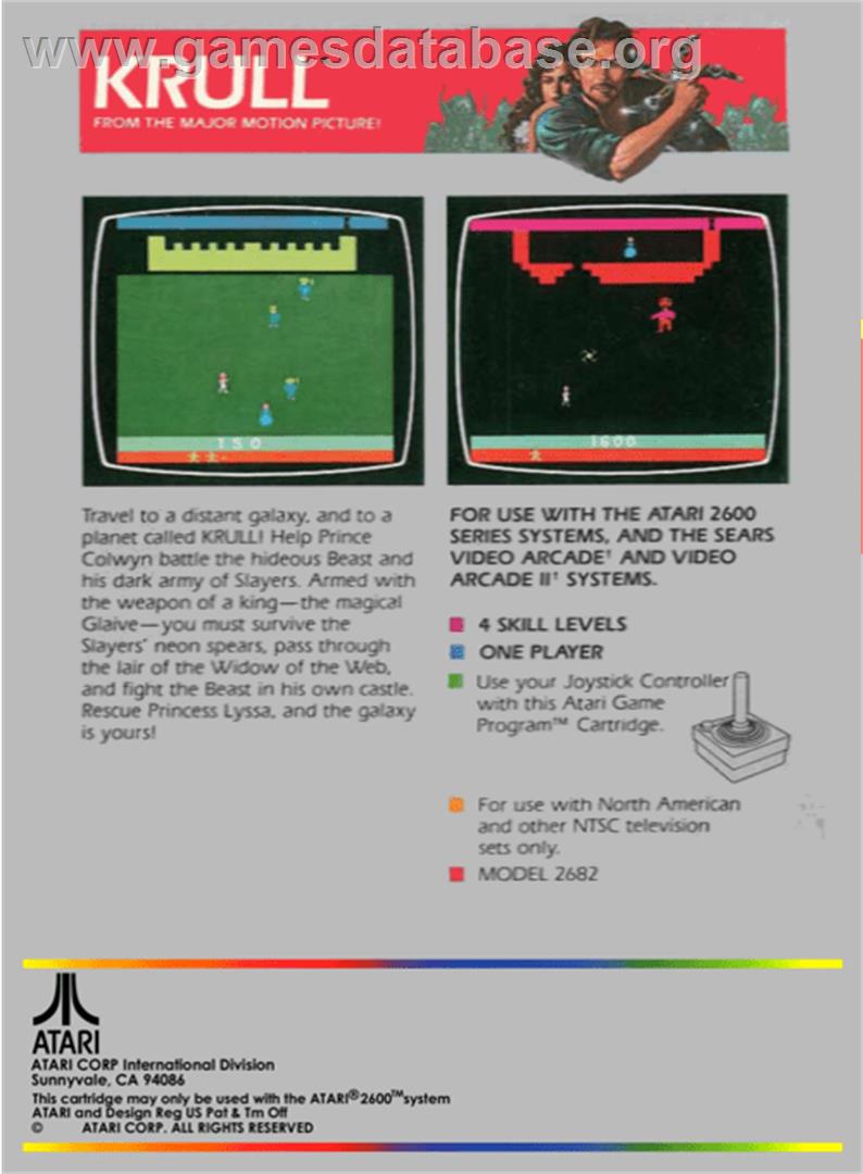 Krull - Atari 2600 - Artwork - Box Back