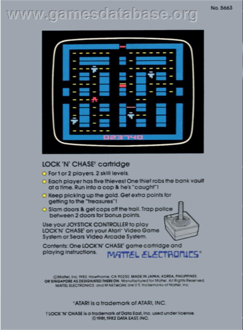Lock 'n' Chase - Atari 2600 - Artwork - Box Back