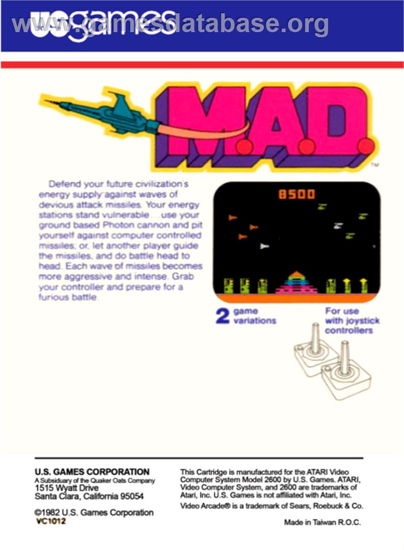 M*A*S*H - Atari 2600 - Artwork - Box Back