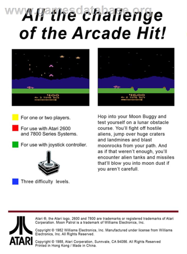 Moon Patrol - Atari 2600 - Artwork - Box Back