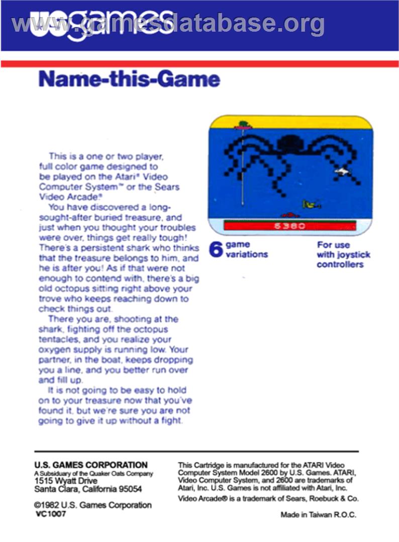 Name this Game - Atari 2600 - Artwork - Box Back