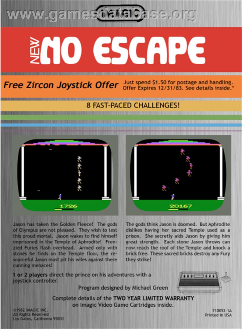 No Escape! - Atari 2600 - Artwork - Box Back