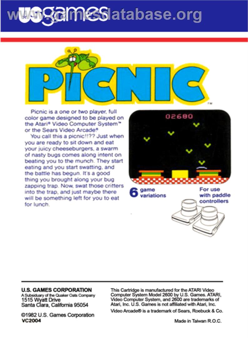 Picnic - Atari 2600 - Artwork - Box Back