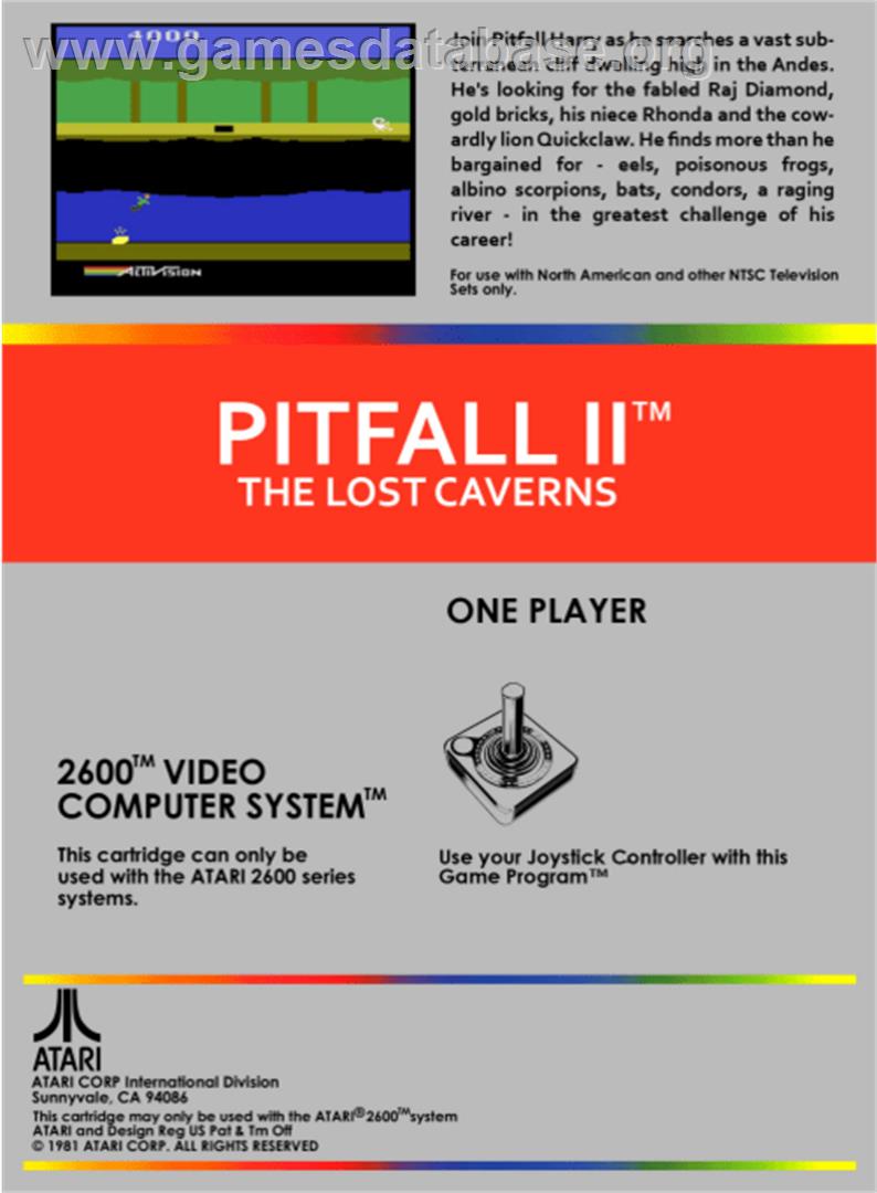 Pitfall II: Lost Caverns - Atari 2600 - Artwork - Box Back