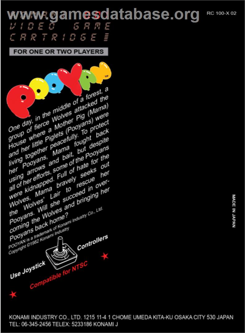Pooyan - Atari 2600 - Artwork - Box Back