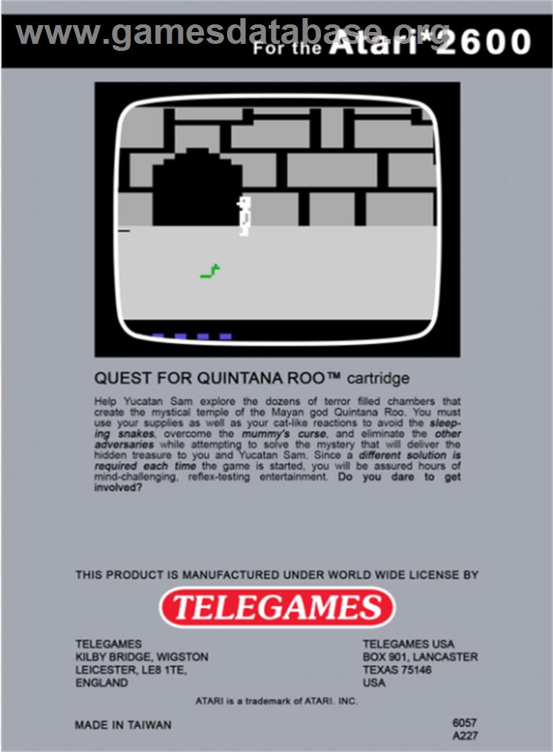 Quest for Quintana Roo - Atari 2600 - Artwork - Box Back