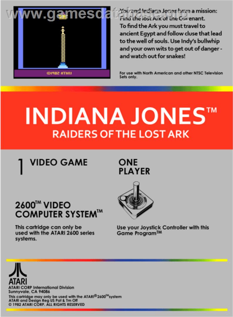 Raiders of the Lost Ark - Atari 2600 - Artwork - Box Back