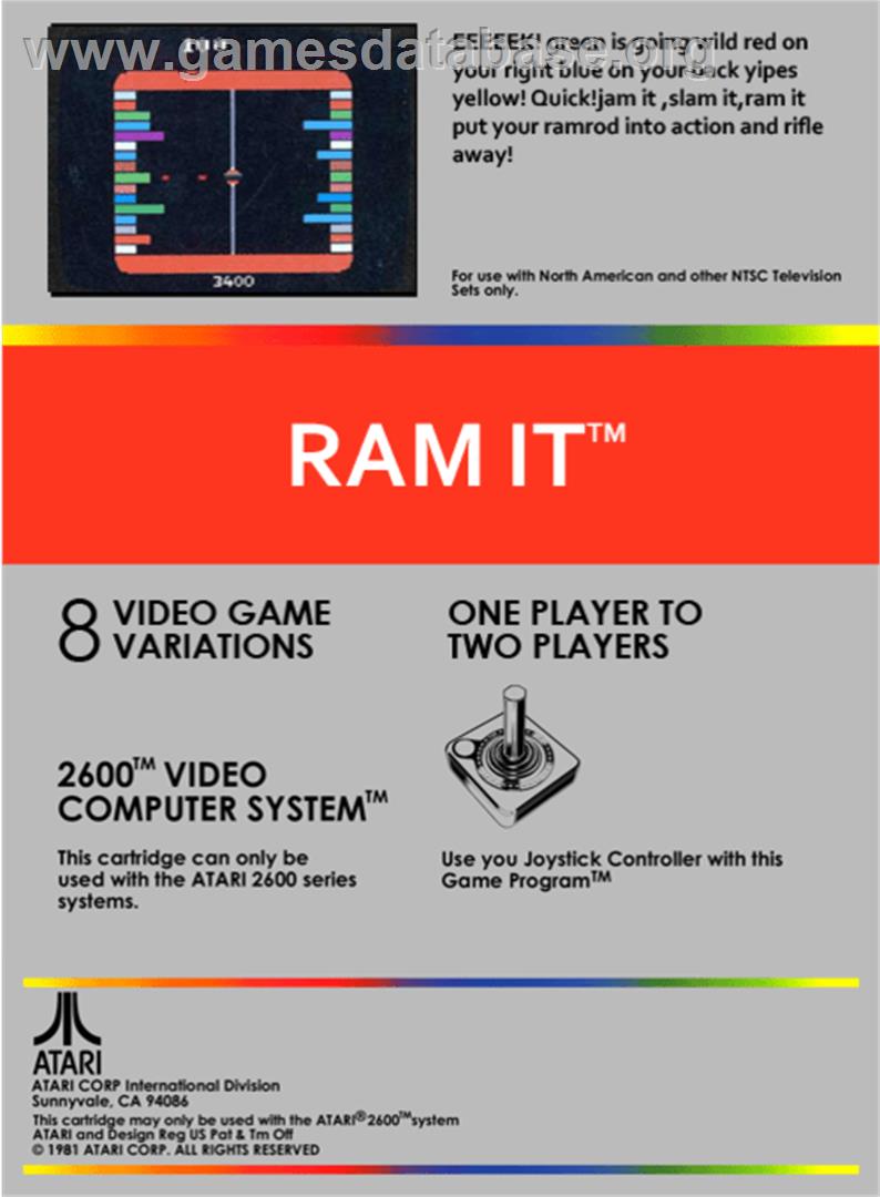 Ram It - Atari 2600 - Artwork - Box Back
