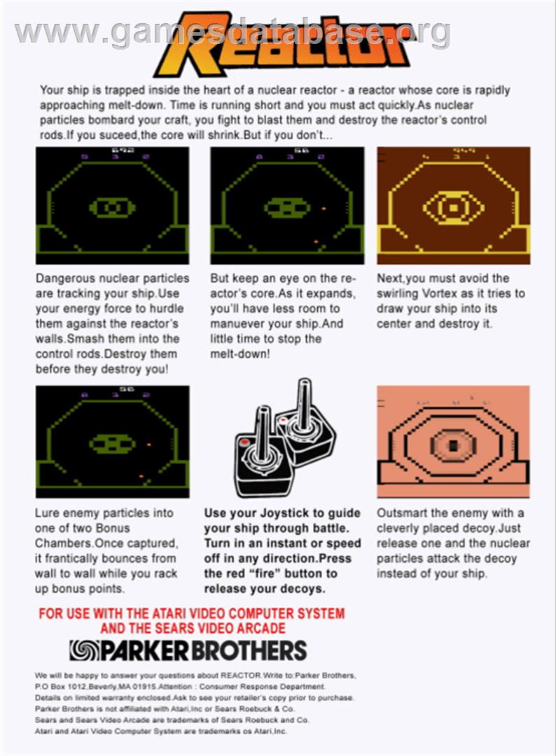 Reactor - Atari 2600 - Artwork - Box Back