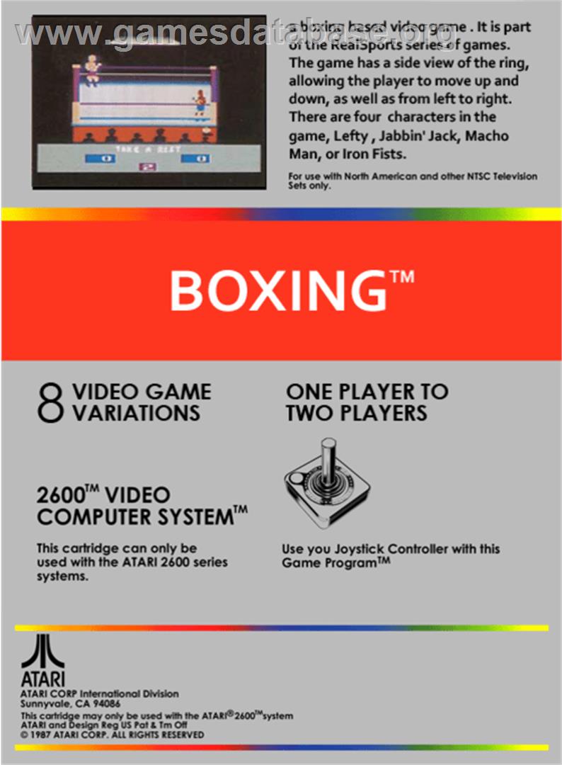 RealSports Boxing - Atari 2600 - Artwork - Box Back