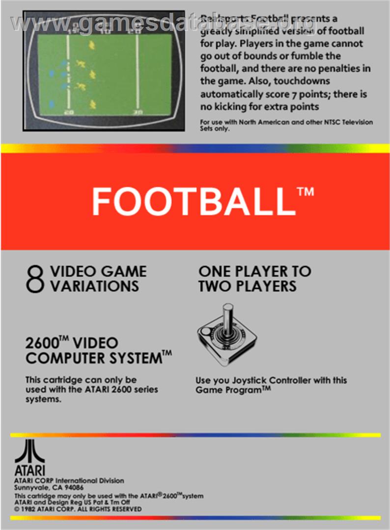 RealSports Football - Atari 2600 - Artwork - Box Back
