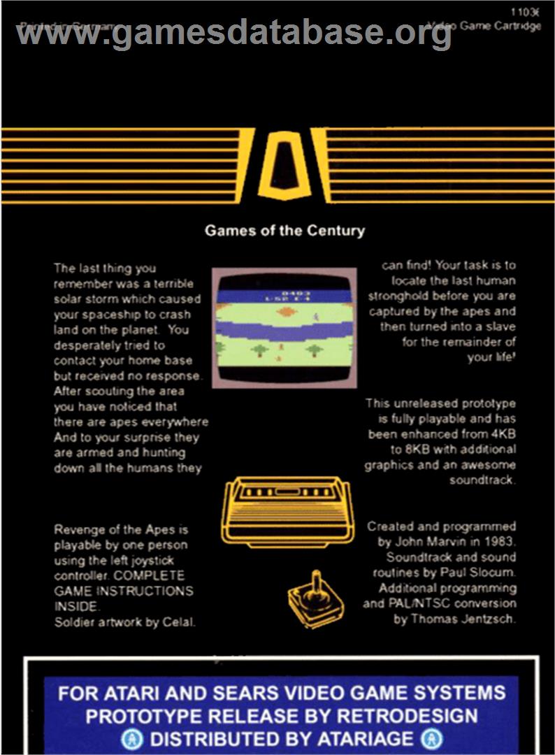 Revenge of the Apes - Atari 2600 - Artwork - Box Back
