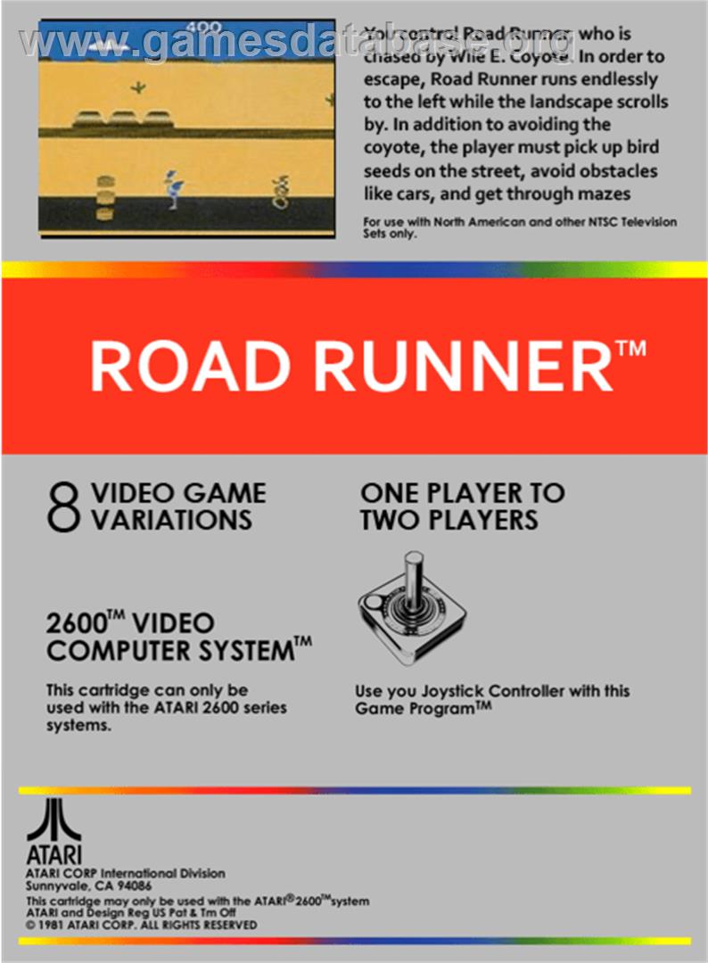 Road Runner - Atari 2600 - Artwork - Box Back