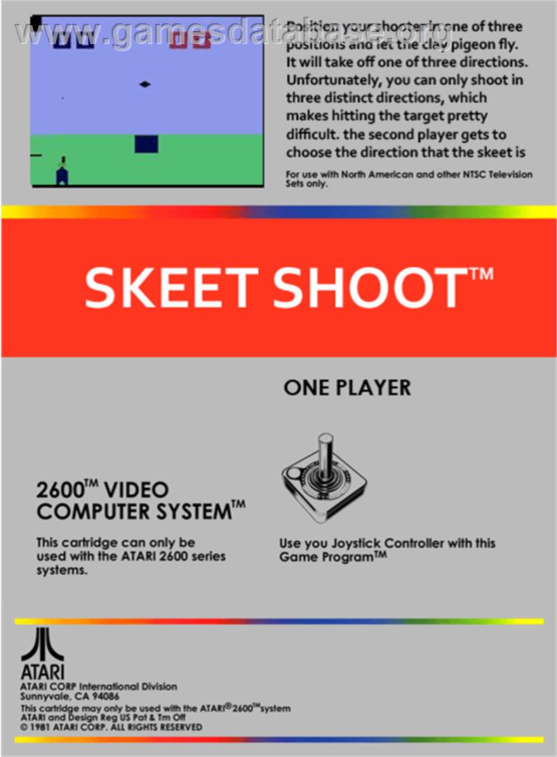 Skeet Shoot - Atari 2600 - Artwork - Box Back