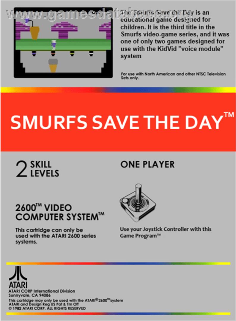 Smurfs Save the Day - Atari 2600 - Artwork - Box Back