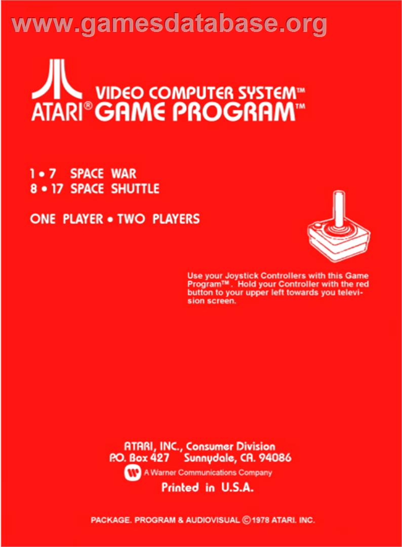 Spacechase - Atari 2600 - Artwork - Box Back