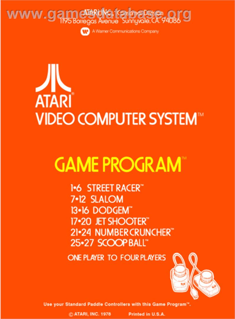 Street Racer - Atari 2600 - Artwork - Box Back