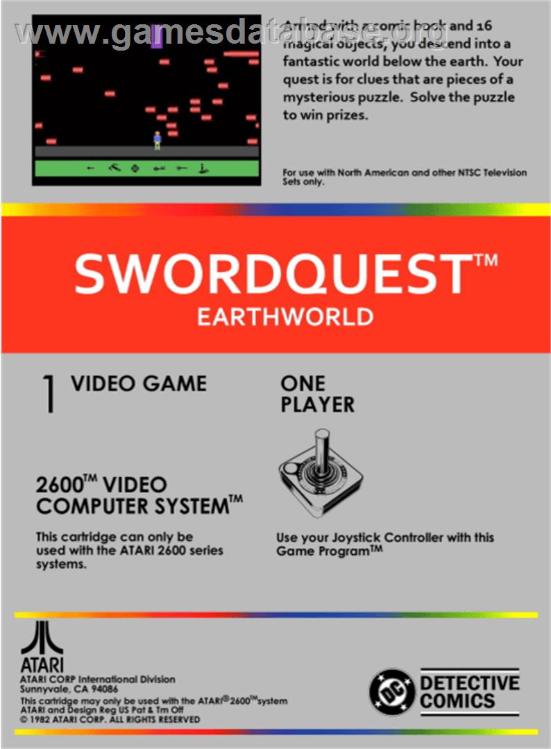 SwordQuest: EarthWorld - Atari 2600 - Artwork - Box Back