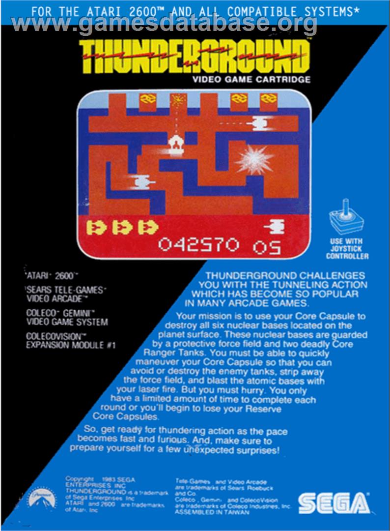 Thunderground - Atari 2600 - Artwork - Box Back