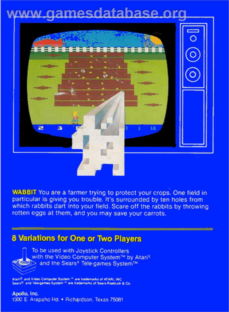 Wabbit - Atari 2600 - Artwork - Box Back